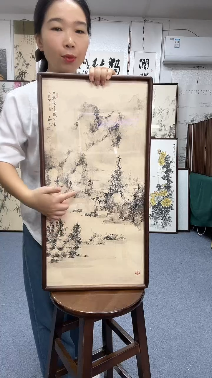 国画35*68实木画框京东包邮手绘