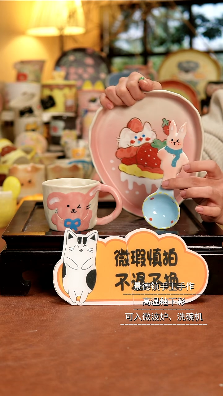 摆件陶景德镇手作陶瓷微瑕