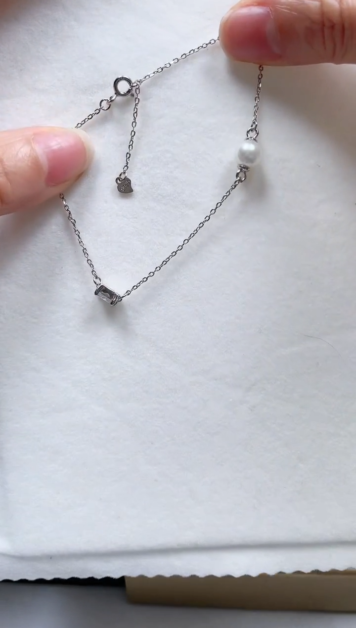 【闪购商品】海水珍珠手绳银S925镶嵌海水珍珠戴妃手链