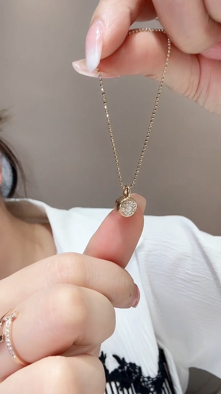 【闪购商品】钻石吊坠(不含链)18K金镶嵌大泡泡吊坠