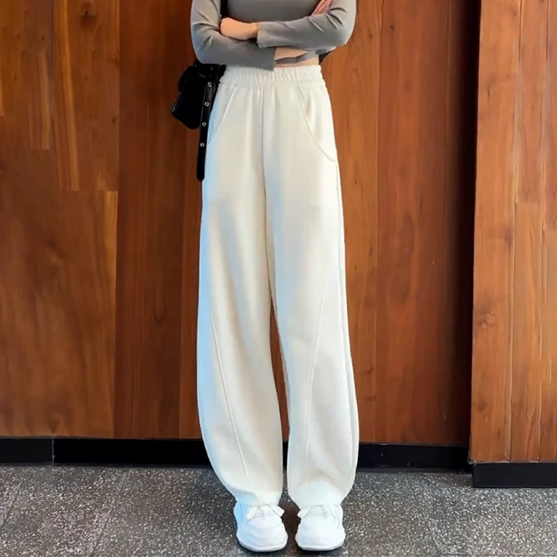 复古阔腿裤女秋冬加厚慵懒风垂感软糯休闲直筒裤