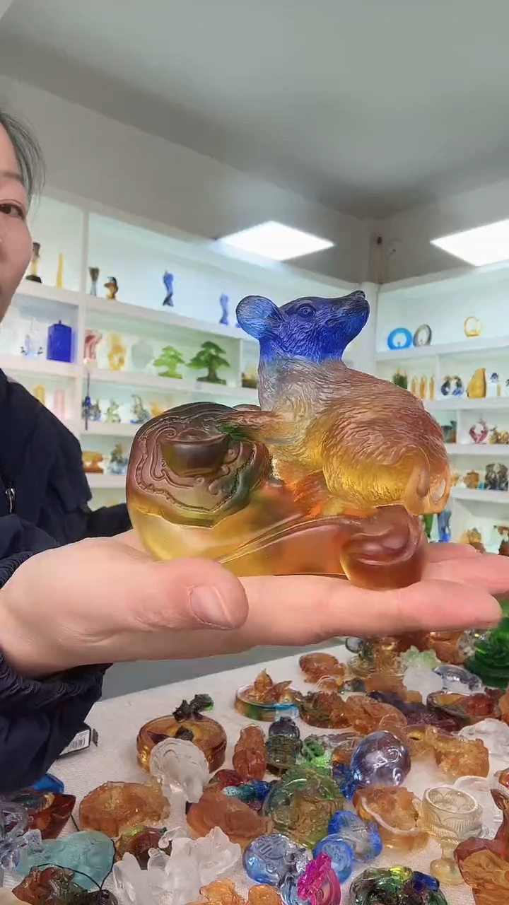 手工艺品琉璃如意鼠