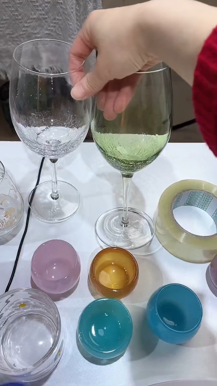 【闪购商品】水晶玻璃2只冰裂纹红酒杯不同款