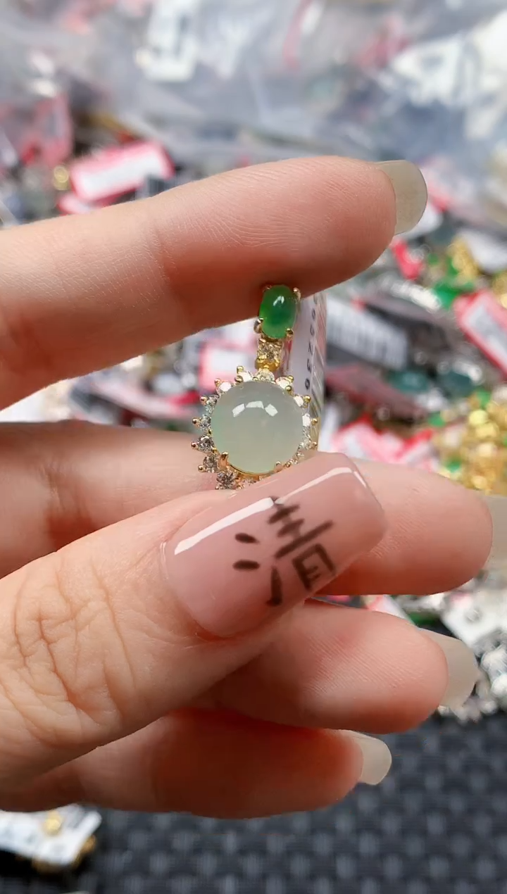 银S925镶嵌戒指翡翠天然A货缅甸翡翠