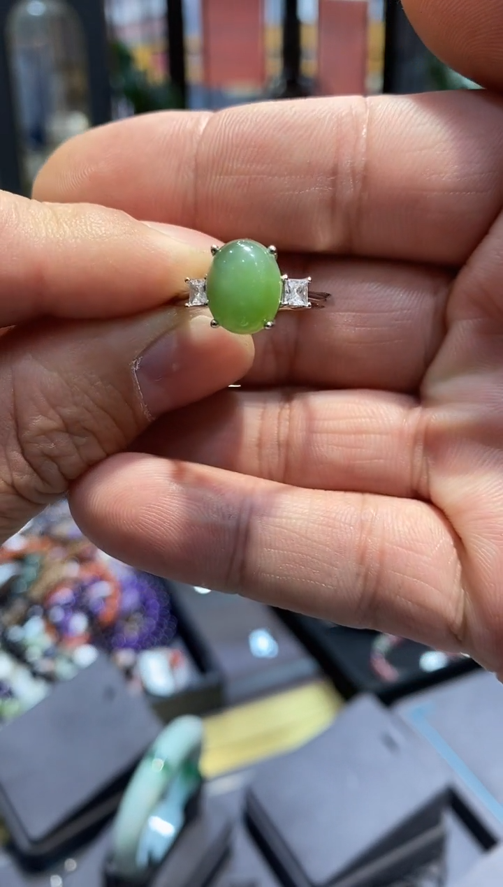 【闪购商品】和田玉戒指银S925镶嵌实体亏米福利