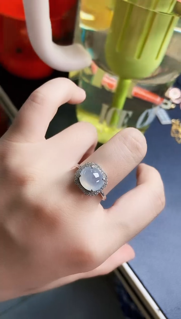 翡翠戒指银S925镶嵌24244444