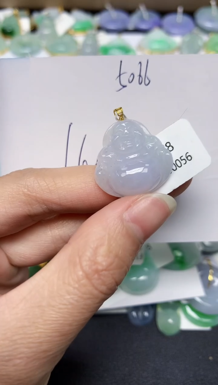 翡翠18K金镶嵌颈饰天然翡翠A货