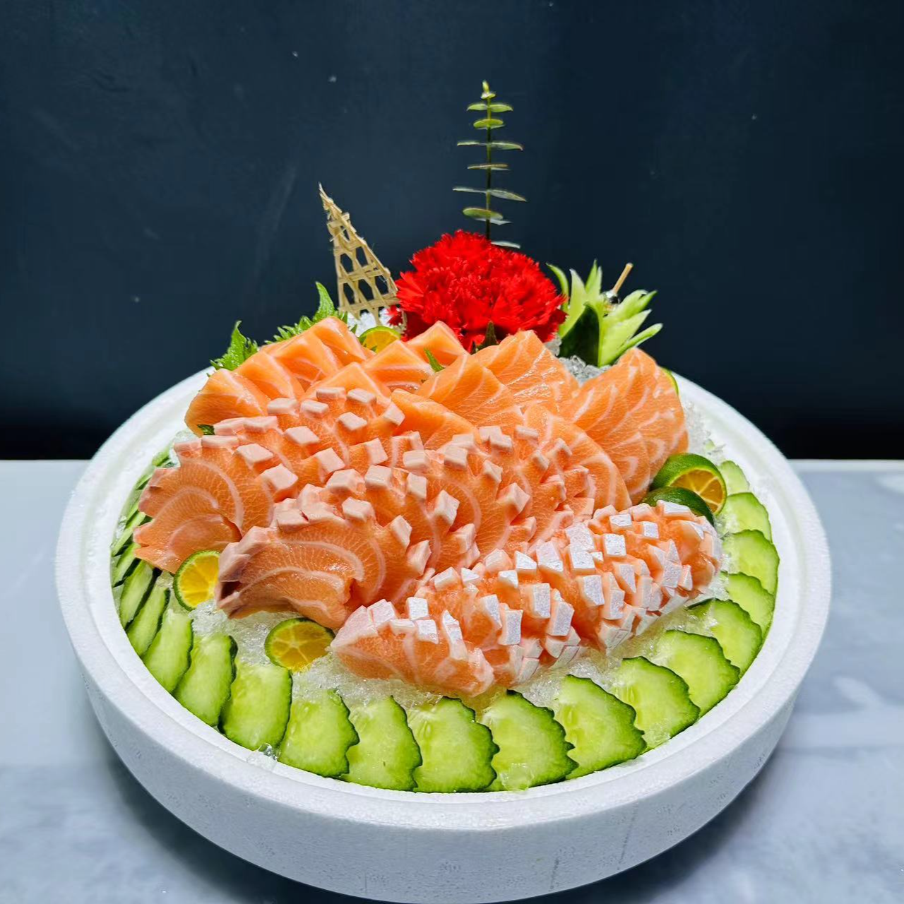 冰鲜三文鱼刺身拼盘套餐高端食材挪威法罗三文鱼新鲜现切