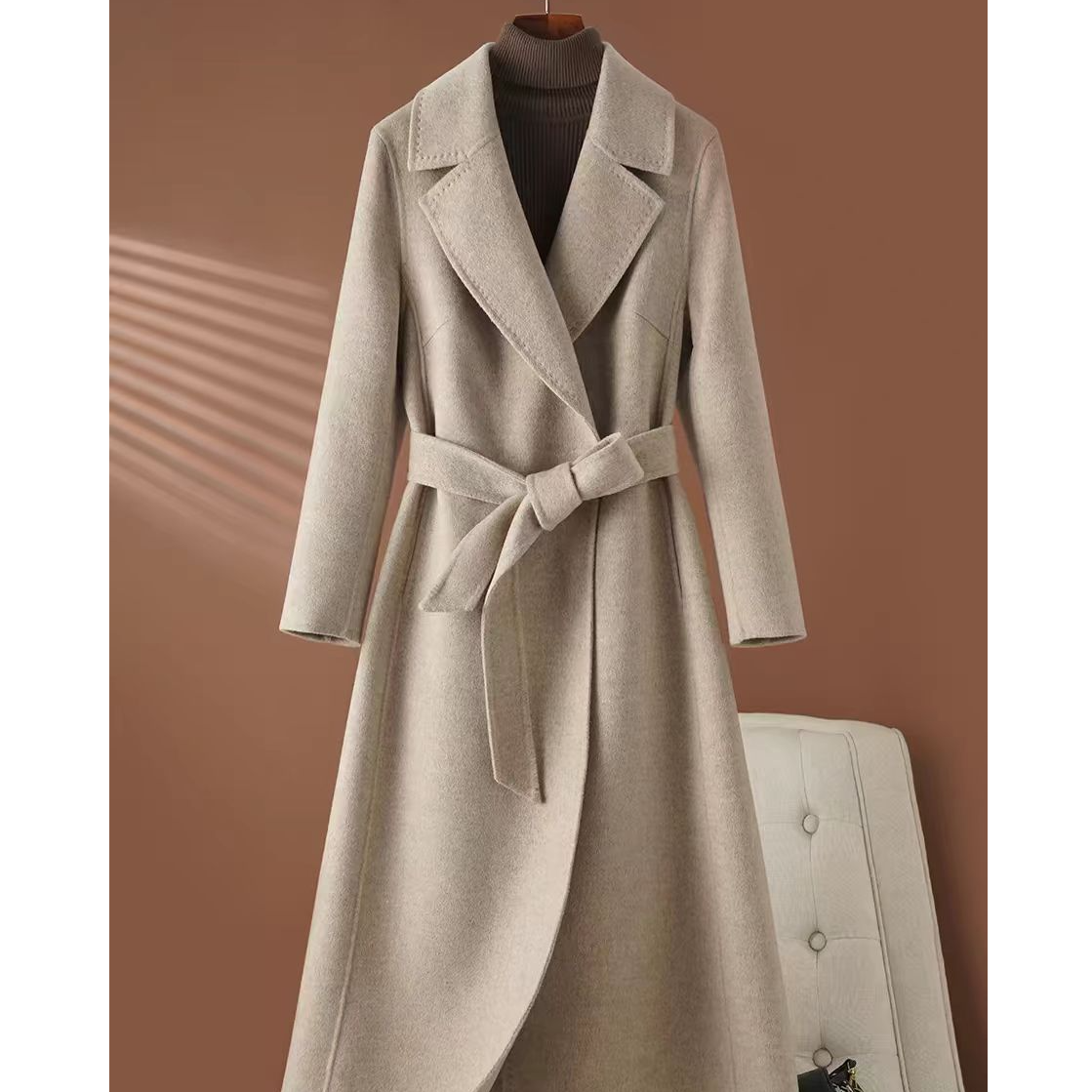 （81-90）双面呢子大衣女中长款2026年新款秋冬季高级感外套