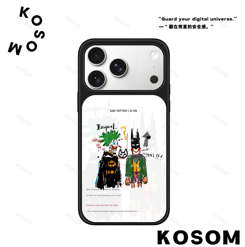 蝙蝠侠和小丑磨砂磁吸简约苹果16promax/15小众高级17pro抗摔