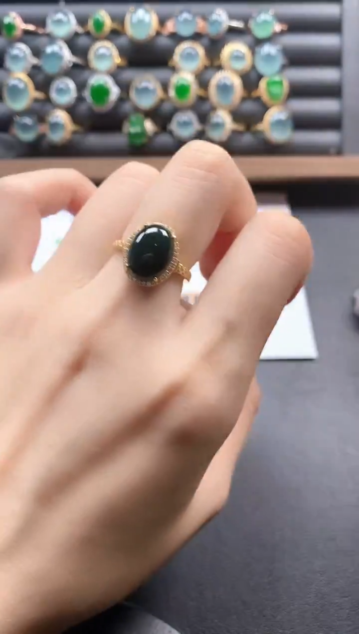 银S925镶嵌戒指翡翠51151