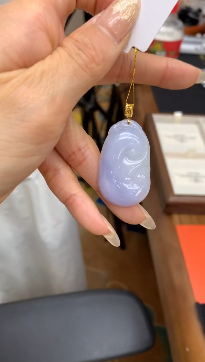 【闪购商品】翡翠颈饰18K金镶嵌如意