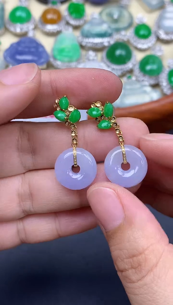 18K金镶嵌翡翠耳饰502-中国好珍宝