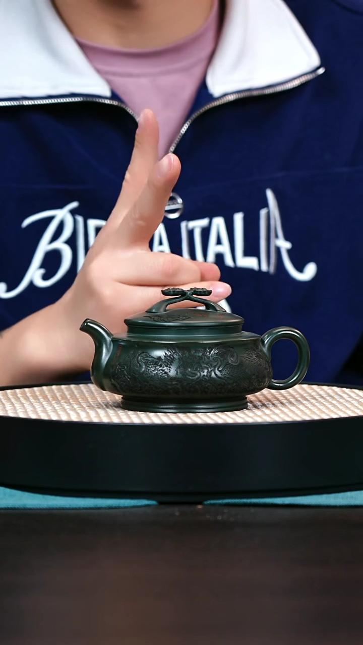 茶壶紫砂绿泥云肩如意260cc