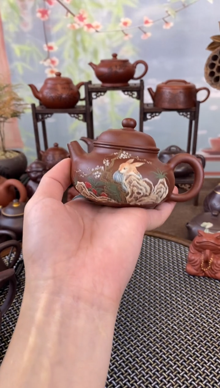 茶壶紫砂李*鉴紫泥容天140cc