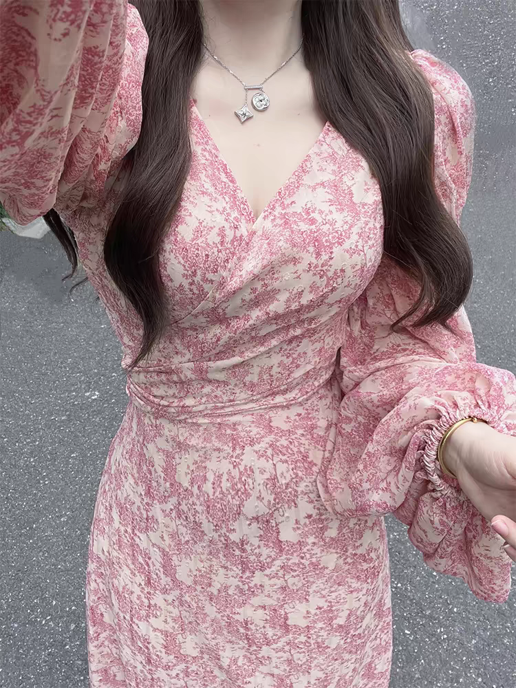 【761-770】轻奢样衣 默认微瑕 碎花连衣裙