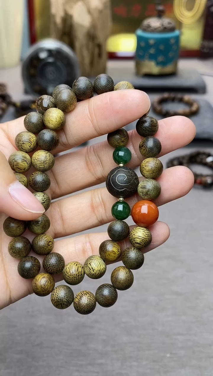 【闪购商品】沉香手串芽庄黄棋楠沉水老料0.8＋祥云1.2设计