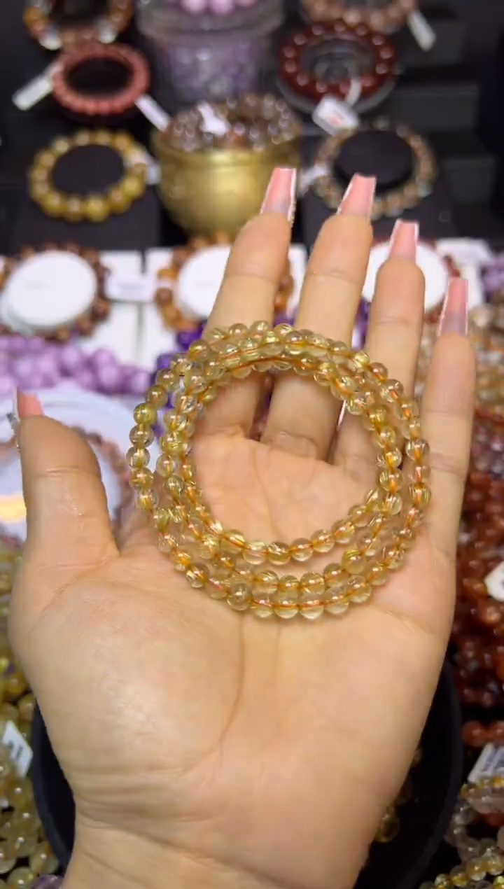 未镶嵌手串水晶金发晶三圈5mm+