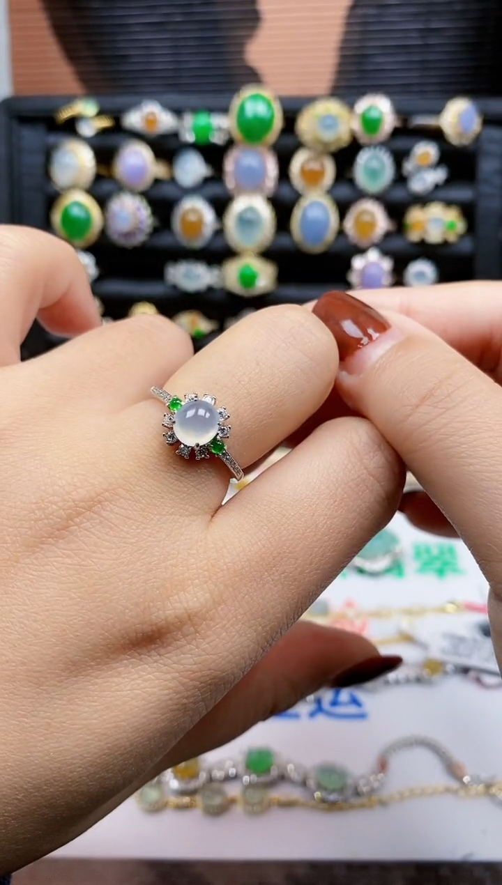 银S925镶嵌戒指翡翠50