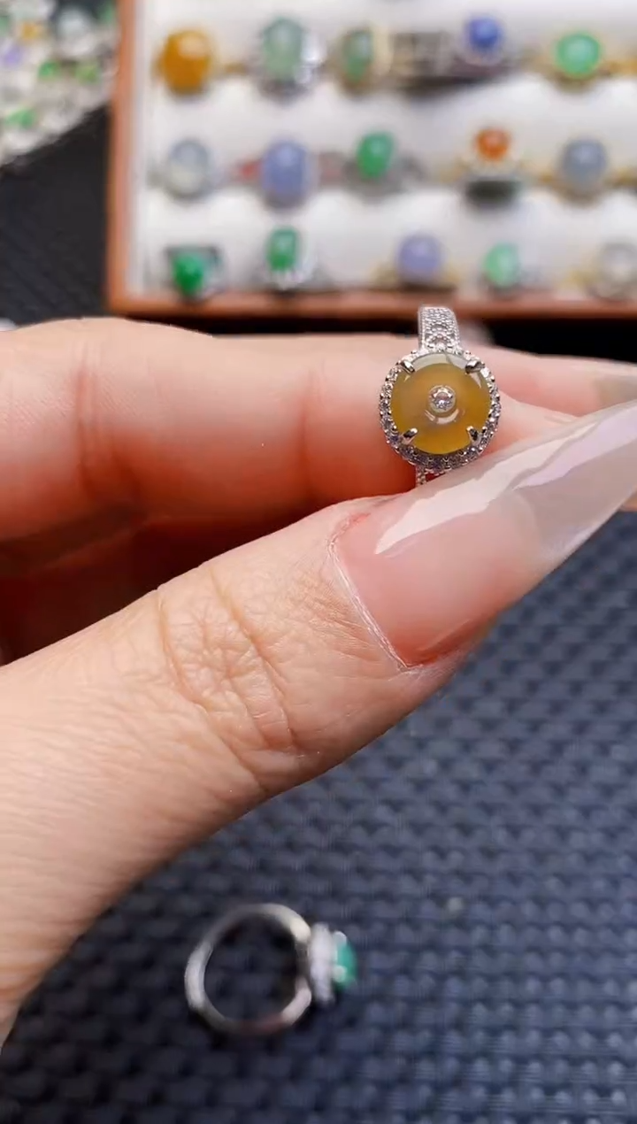 银S925镶嵌戒指翡翠3297