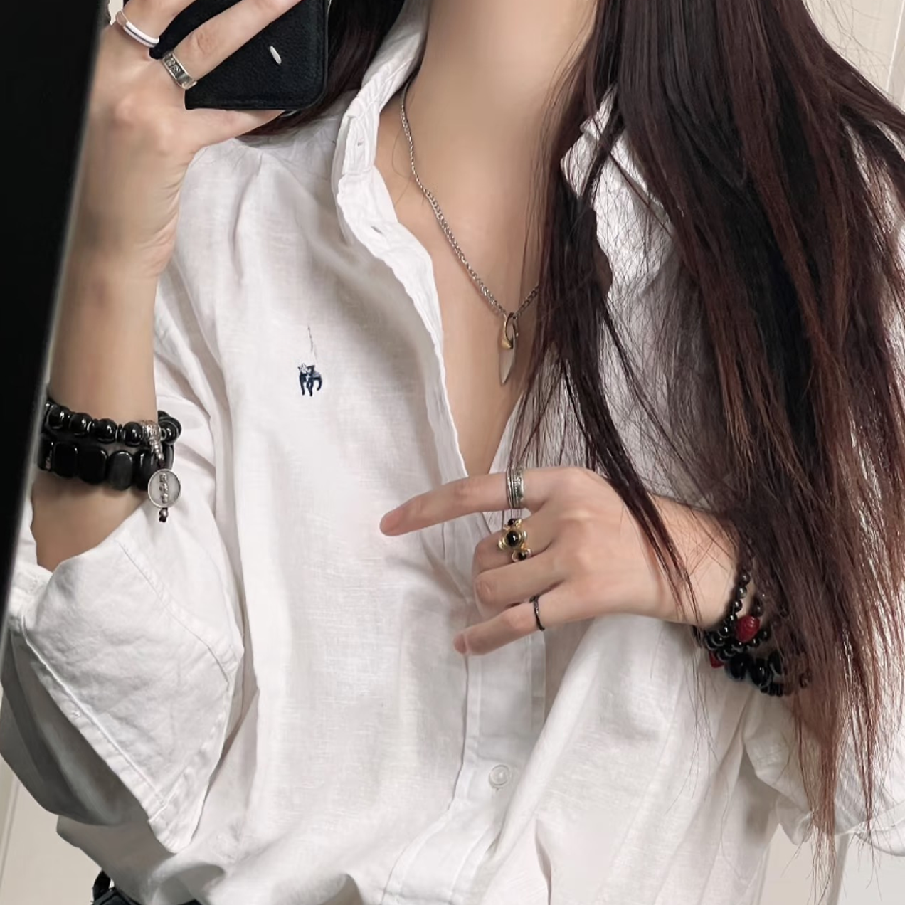 小马刺绣牛津布长袖衬衫-专属