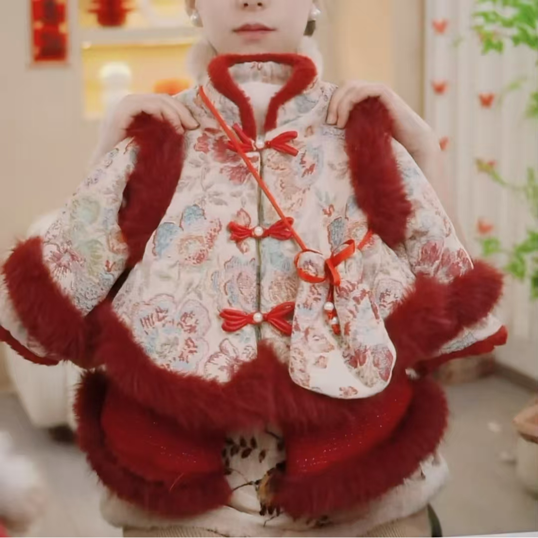【繁花】女童加绒加厚新年装儿童冬季新中式拜年服女宝宝厚棉服
