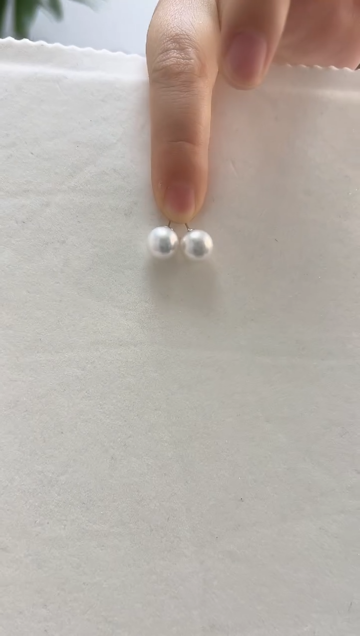 银S925镶嵌耳饰淡水珍珠9-10耳钉