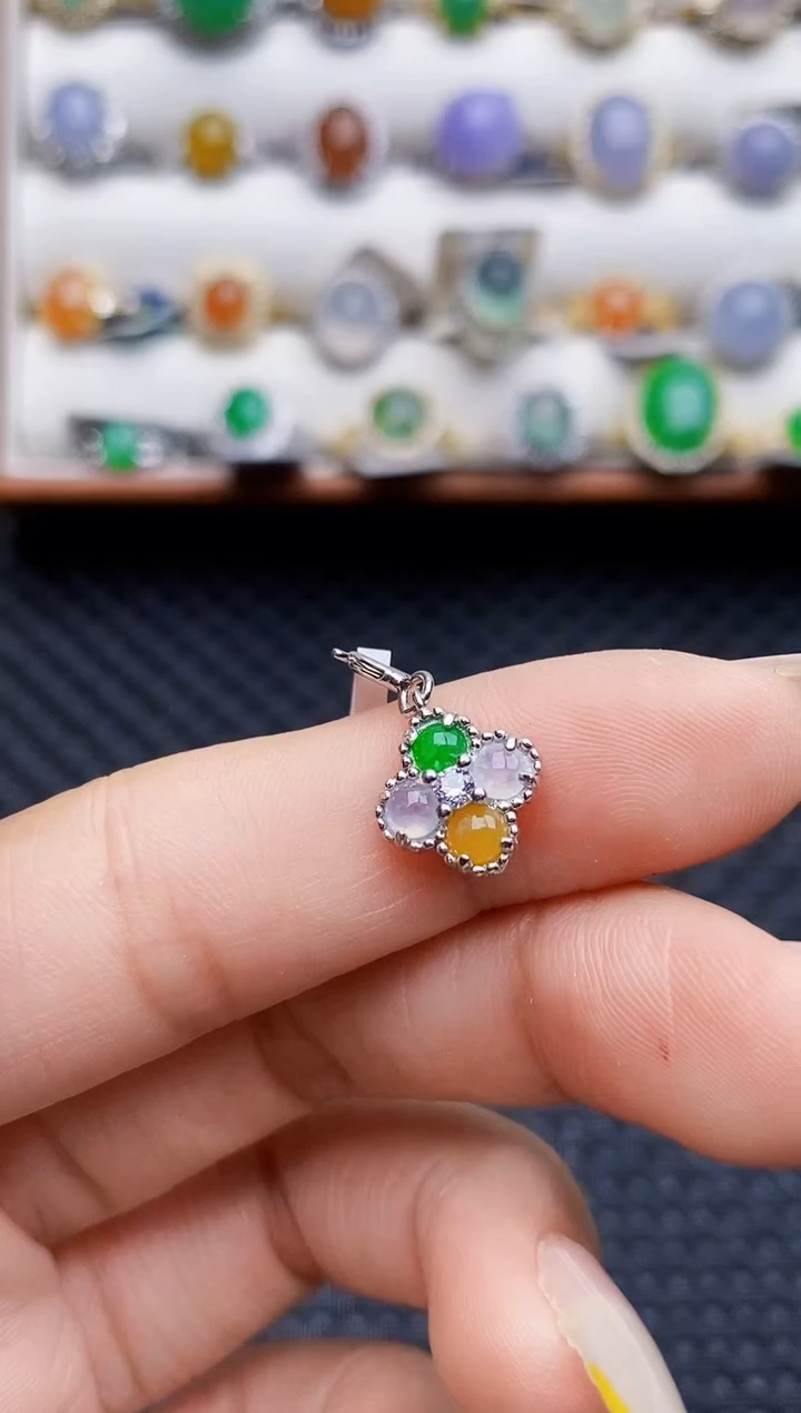 银S925镶嵌戒指翡翠0145