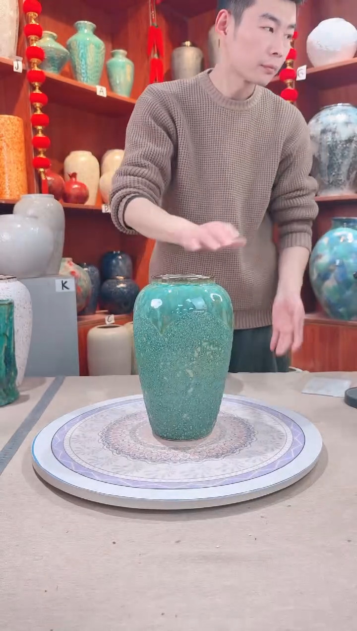 【闪购商品】瓶陶瓷花瓶 无花 绿森林中号