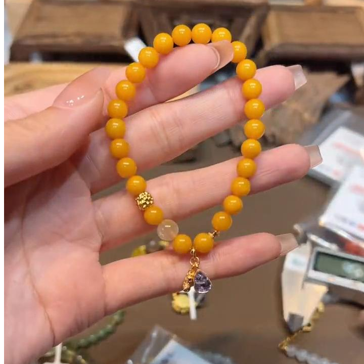单圈蜜蜡手串6mm搭配葫芦吊坠手链E6611多样性发一