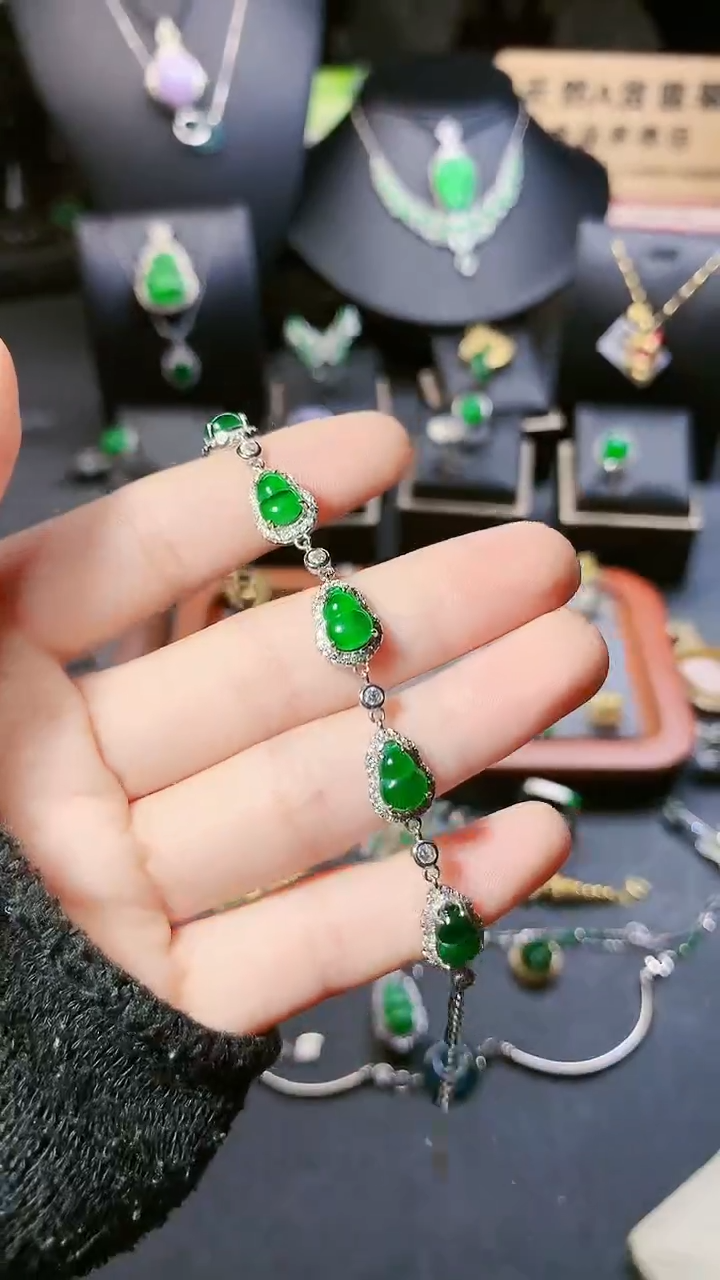 【闪购商品】翡翠手链银S925镶嵌手链
