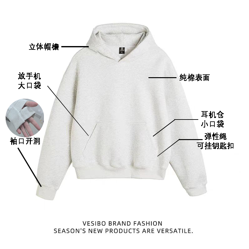 伯明翰卫衣美式复古宽松连帽衫情侣简约外套