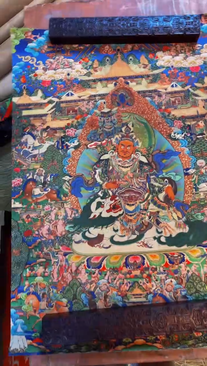 装裱画精品手绘唐卡链接--A100红财神