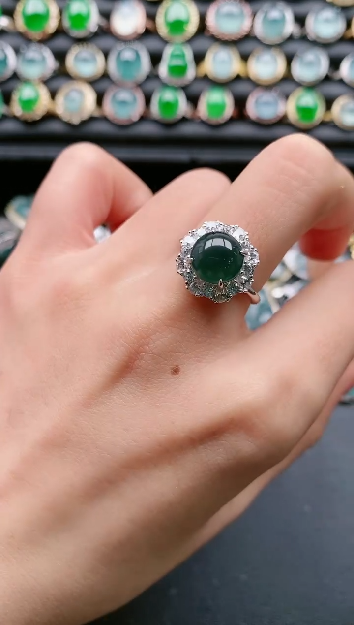 【闪购商品】翡翠戒指银S925镶嵌11111