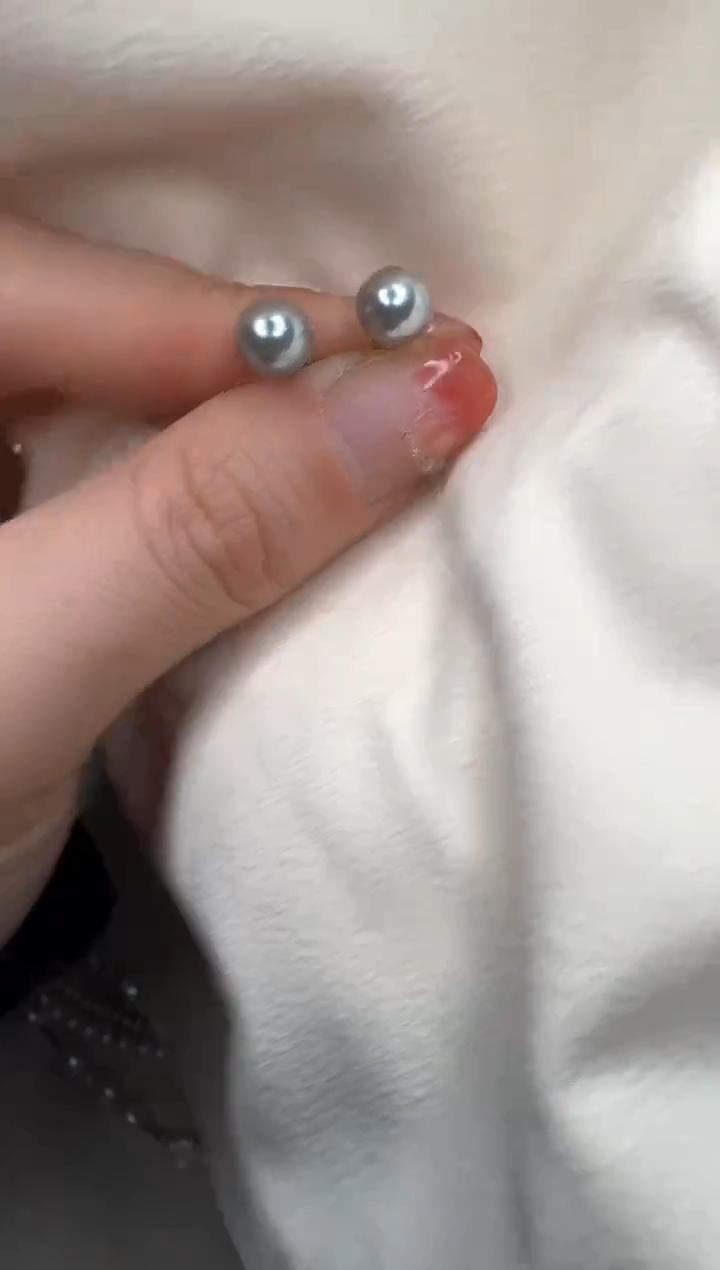 【闪购商品】海水珍珠耳饰银S925镶嵌9号极光真多麻耳钉