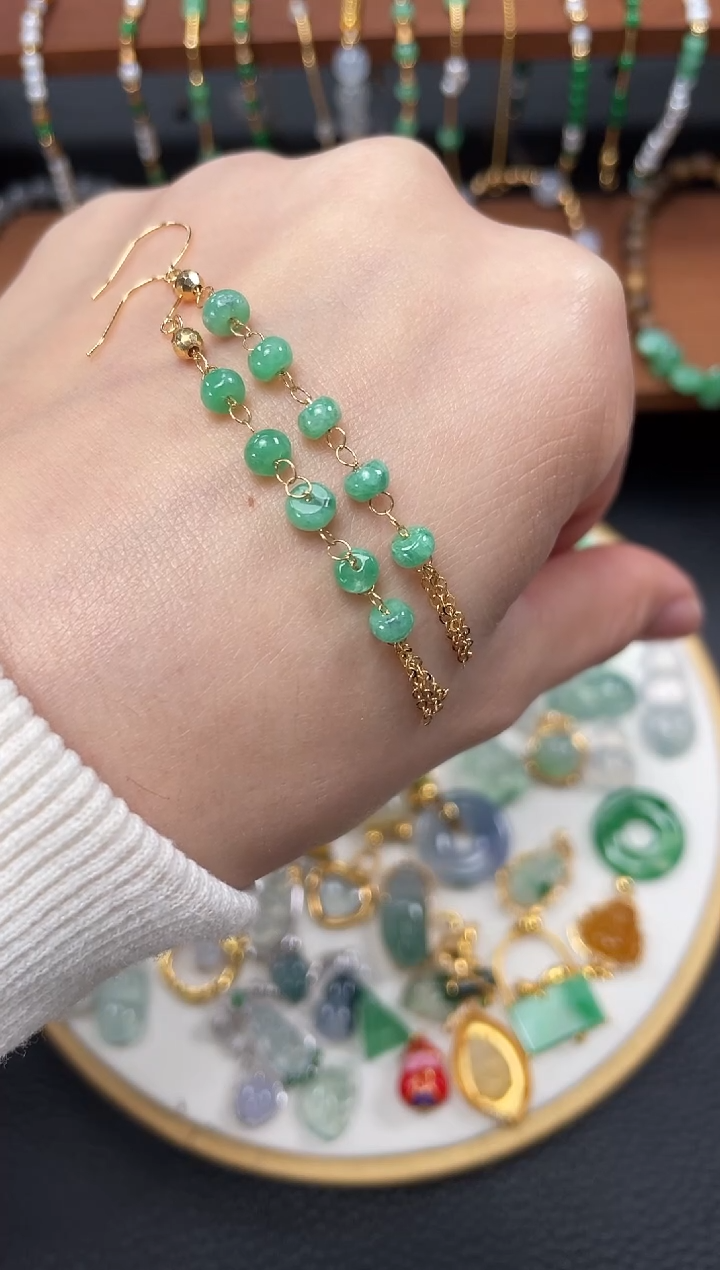 【闪购商品】翡翠耳饰18K金镶嵌2个   JK538