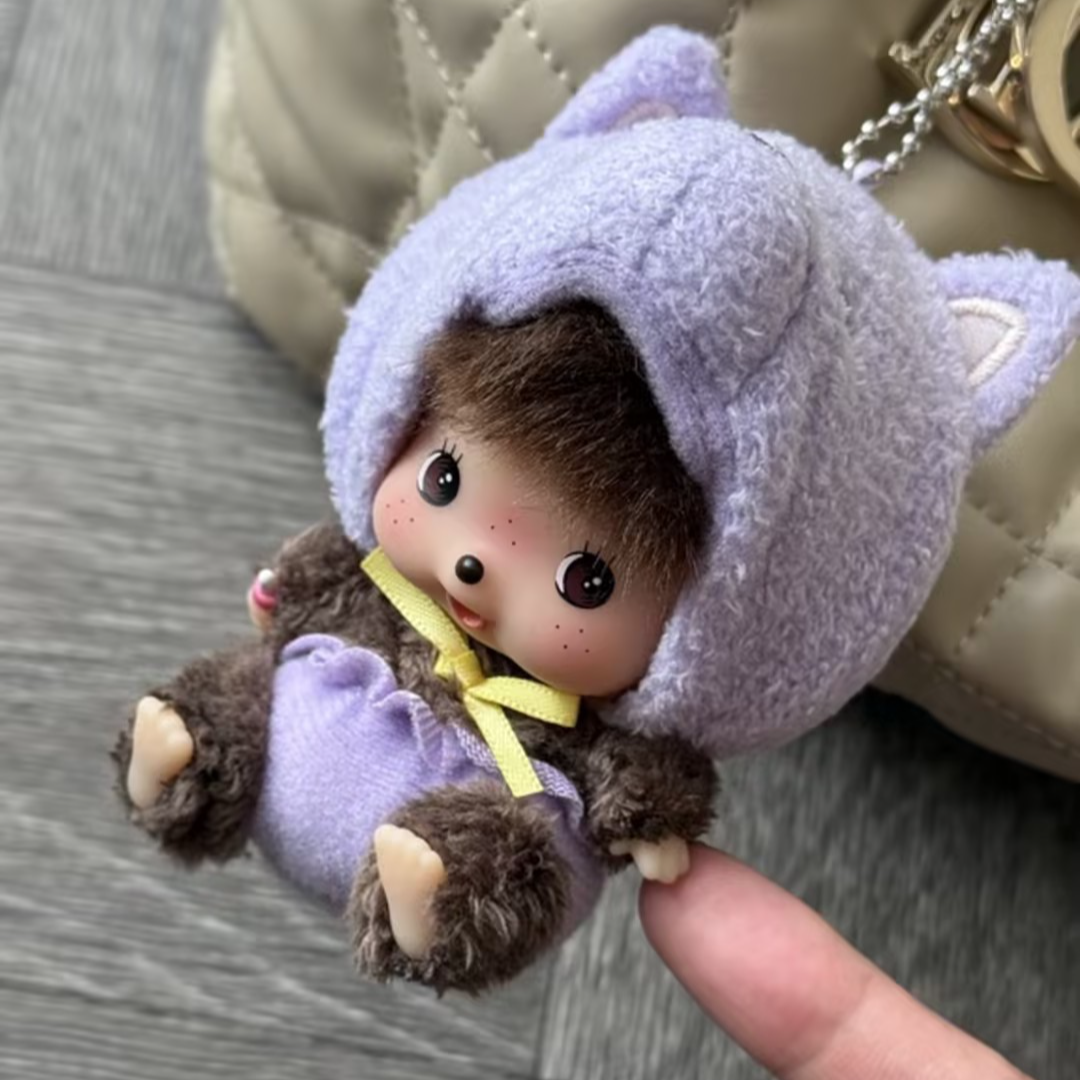 【东京限定】Monchhichi 紫色小熊蒙奇奇钥匙扣玩偶