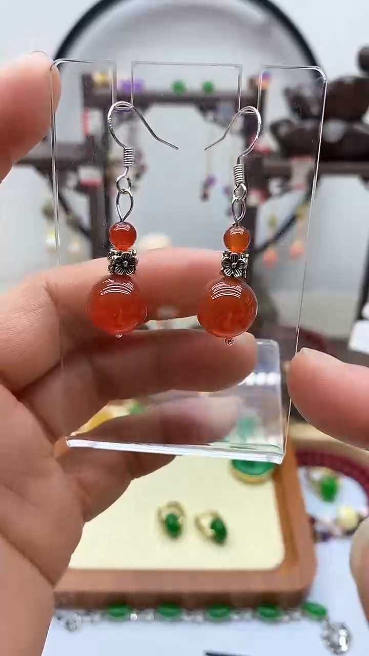 【闪购商品】玛瑙/玉髓耳饰银S925镶嵌122