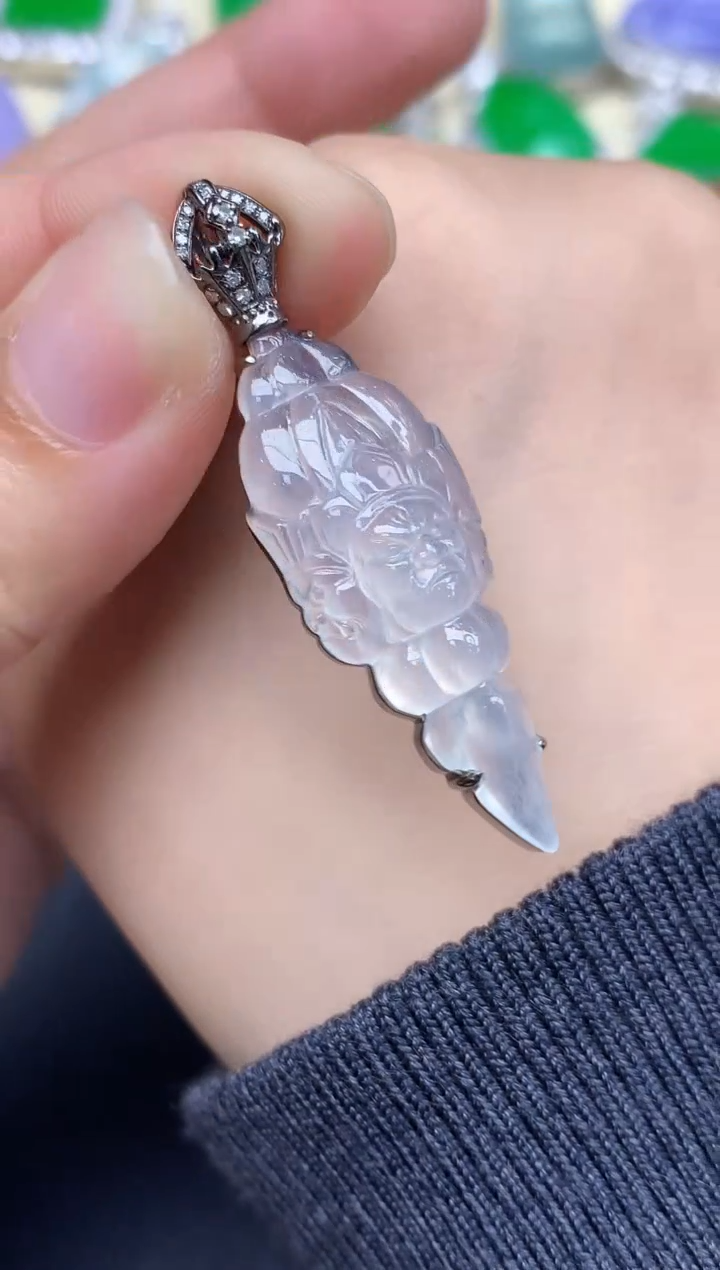 颈饰18K金镶嵌翡翠424-中国好珍宝