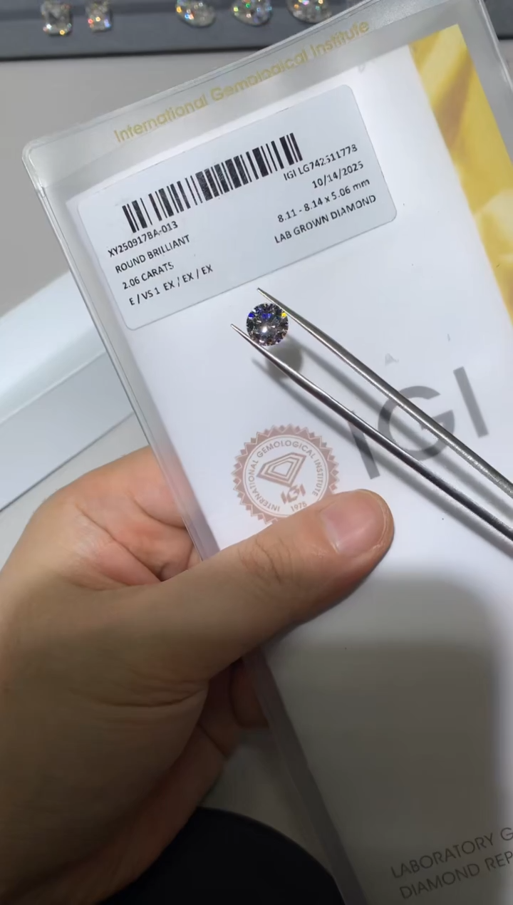 裸石实验室培育钻石2.06克拉E色VS1腰码742511778