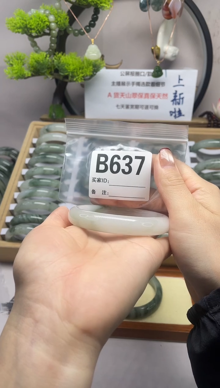 【闪购商品】石英质玉（天山翠）手镯未镶嵌b637