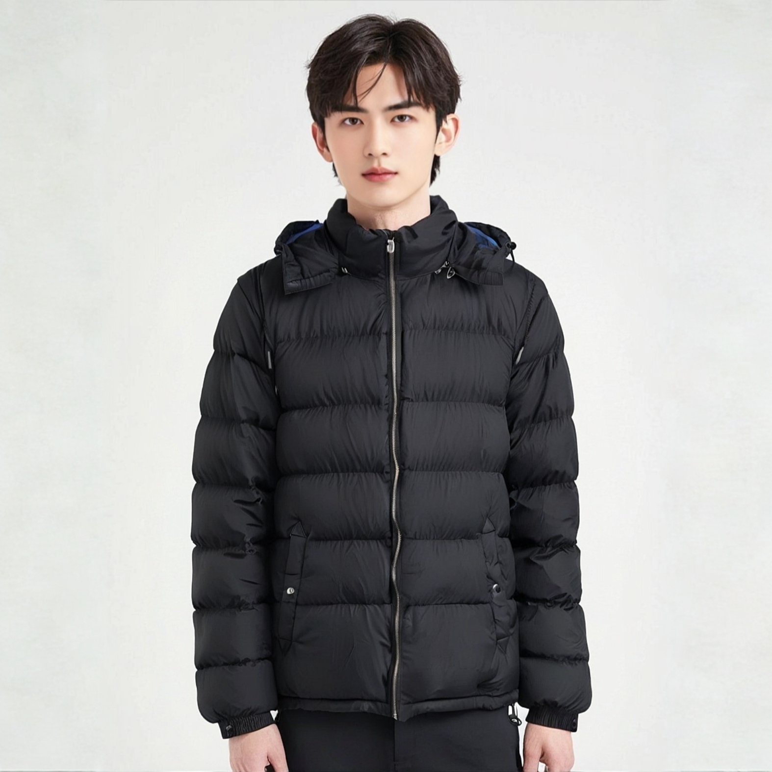 99新 BURBERRY/博柏利 16020359 袖子可拆卸羽绒服 黑色 S码 微瑕