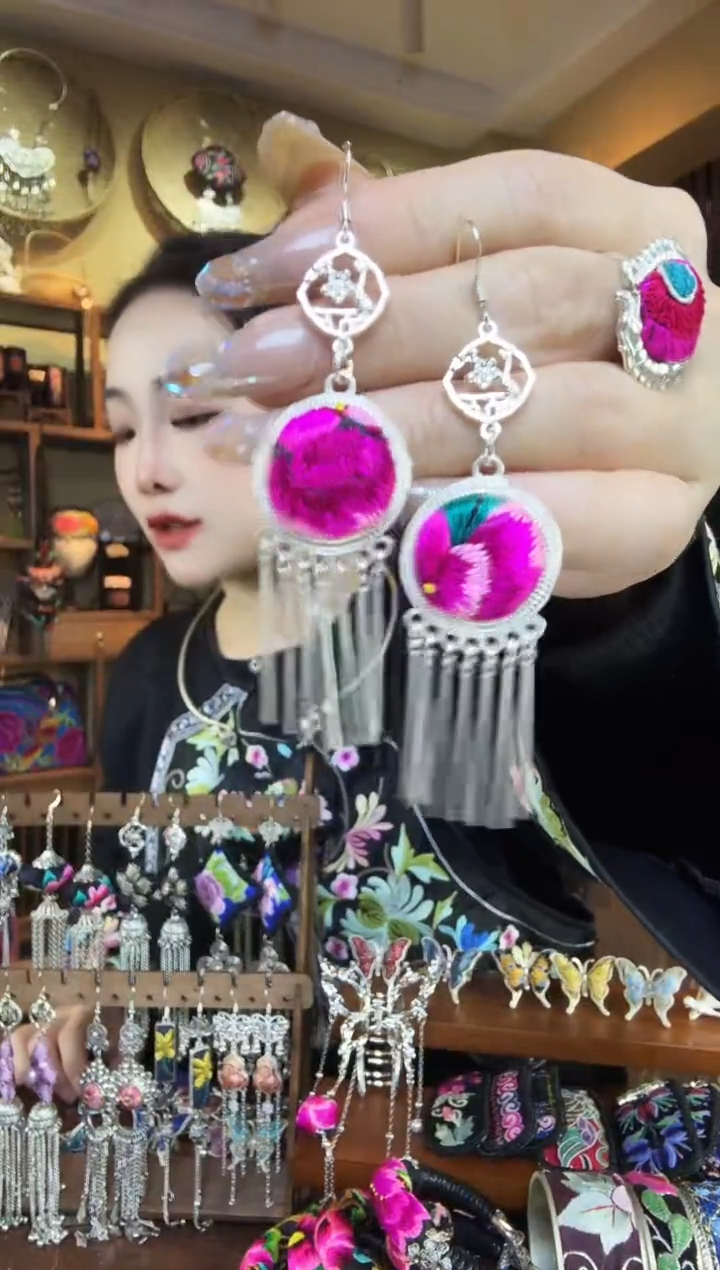 刺绣非遗刺绣民族风耳环