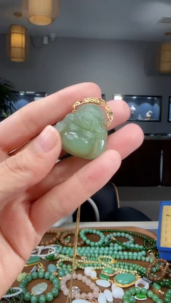 吊坠(不含链)18K金镶嵌和田玉1