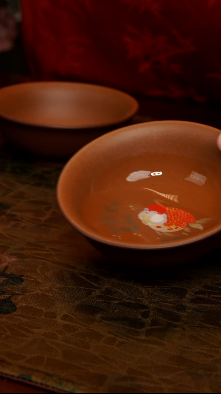 茶壶紫砂金鱼大口杯