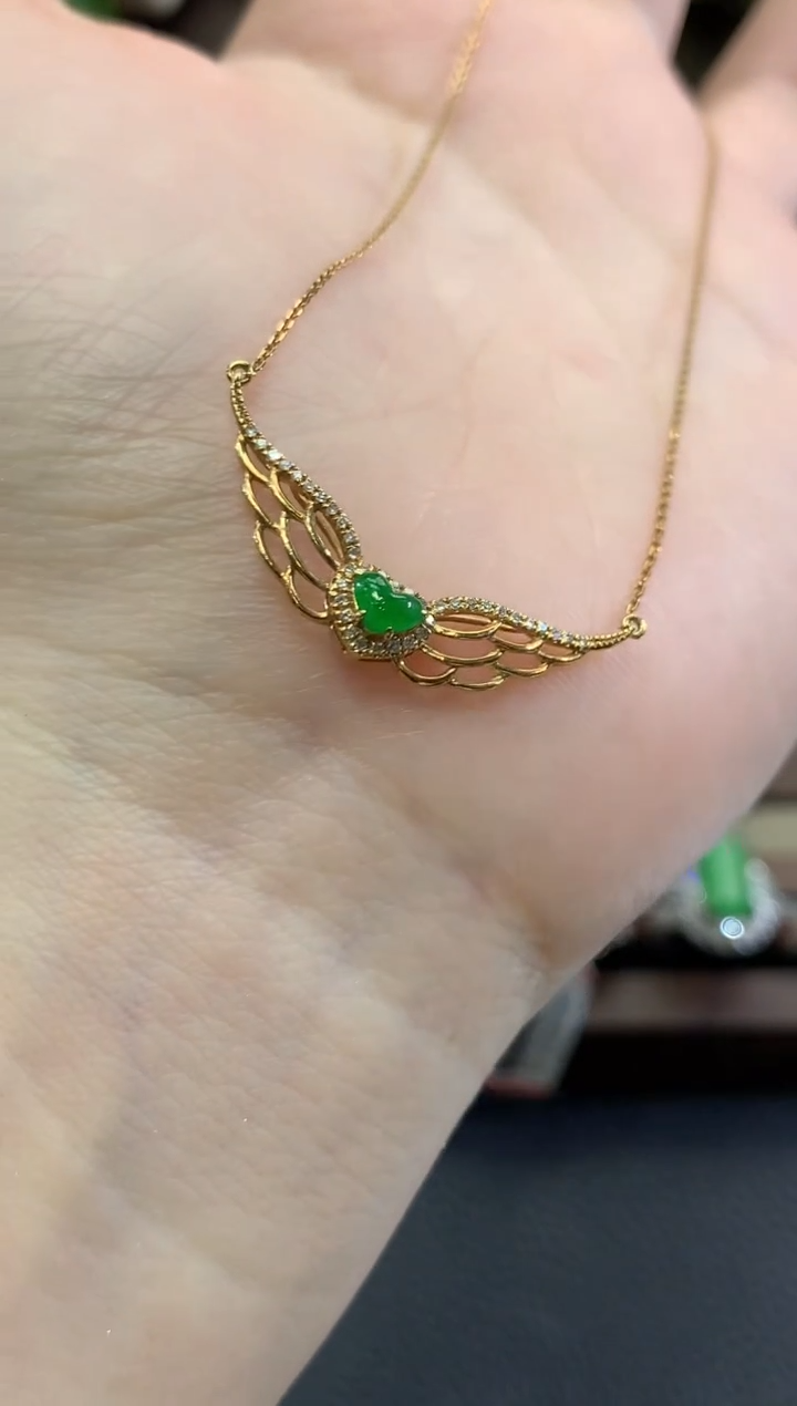 套链18K金镶嵌翡翠夏日珠宝A9