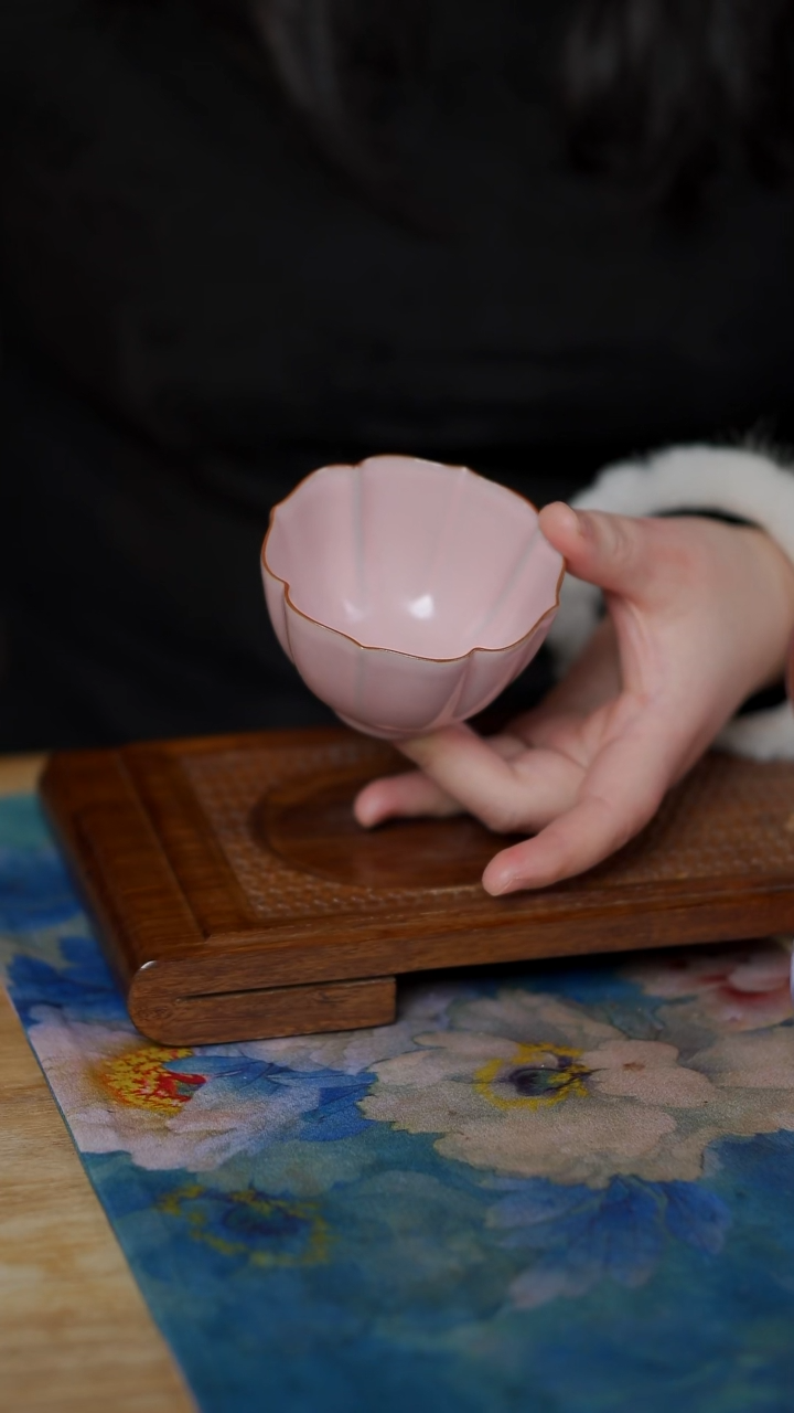 云隐造物 粉色海棠杯   