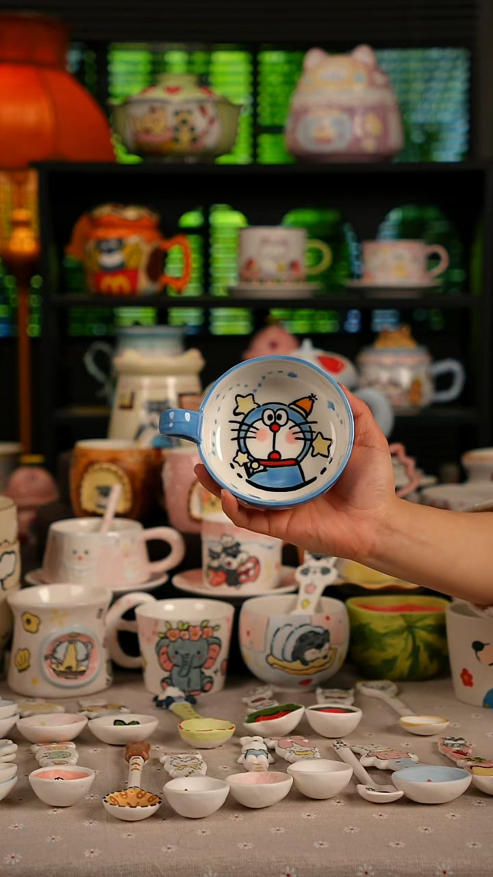 陶瓷无盖款景德镇高温釉下彩纯手绘创意瓷