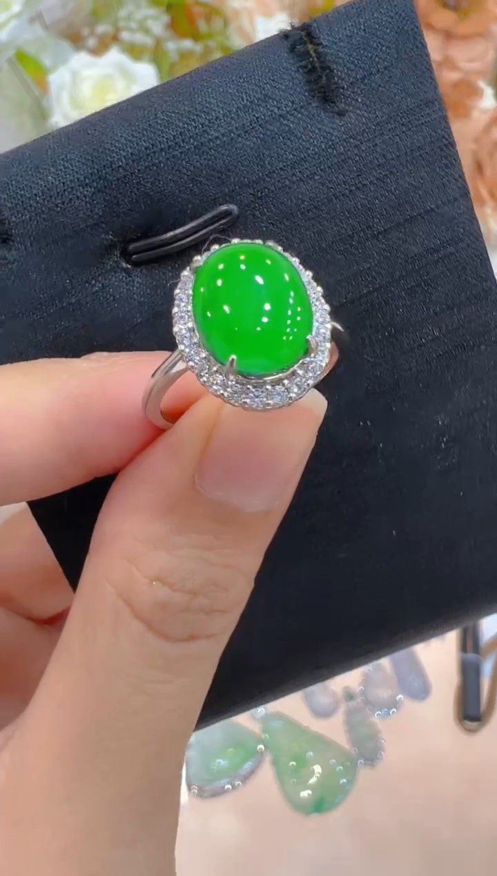 翡翠戒指银S925镶嵌多样性团购发一件