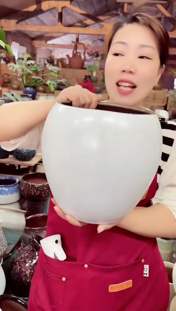 紫砂花盆高21口21